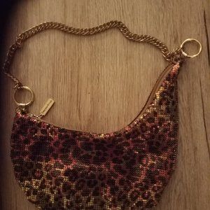 Whiting & Davis Leopard Print Mesh Purse